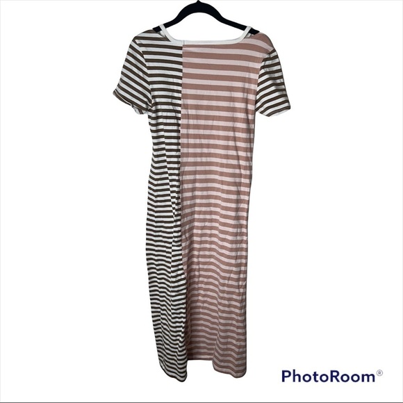 SATURDAY SUNDAY ANTHROPOLOGIE Faith Striped Short Sleeve Maxi T Shirt Dress XXS - Picture 6 of 7